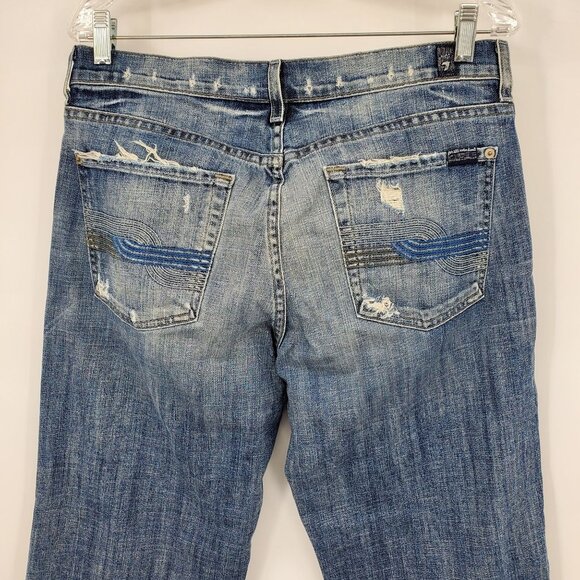 Seven For All Mankind Relaxed Button Fly Light Wash Jeans Size 33 - Picture 7 of 11